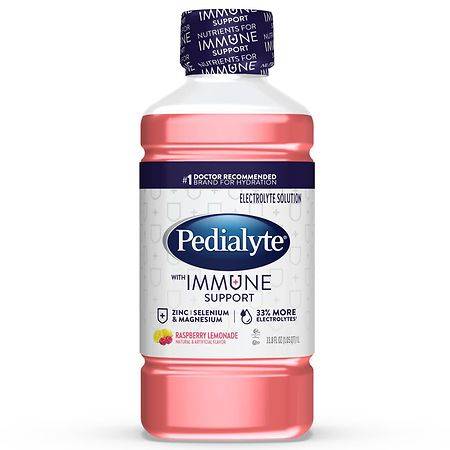 Pedialyte With Immune Support Electrolyte Hydration Drink Raspberry Lemonade - 33.8 fl oz