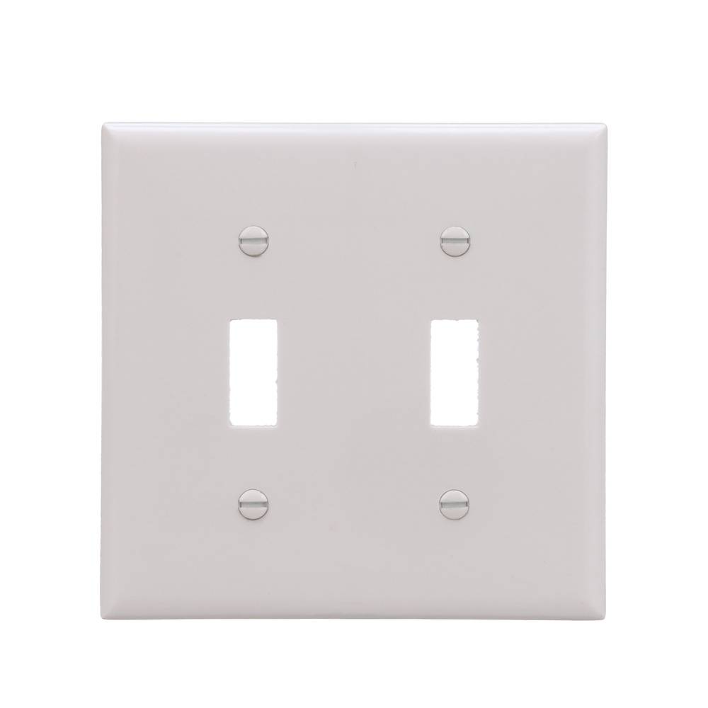 Eaton 2-Gang Standard Size White Thermoplastic Indoor Toggle Wall Plate | 2139W-F-LW