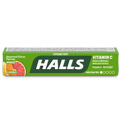 Halls Vitamin C Assorted Citrus Flavor 34 gram  - 9 Pieces