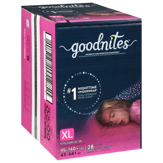 Goodnites Girls Nighttime Underwear Xl (28 ct)