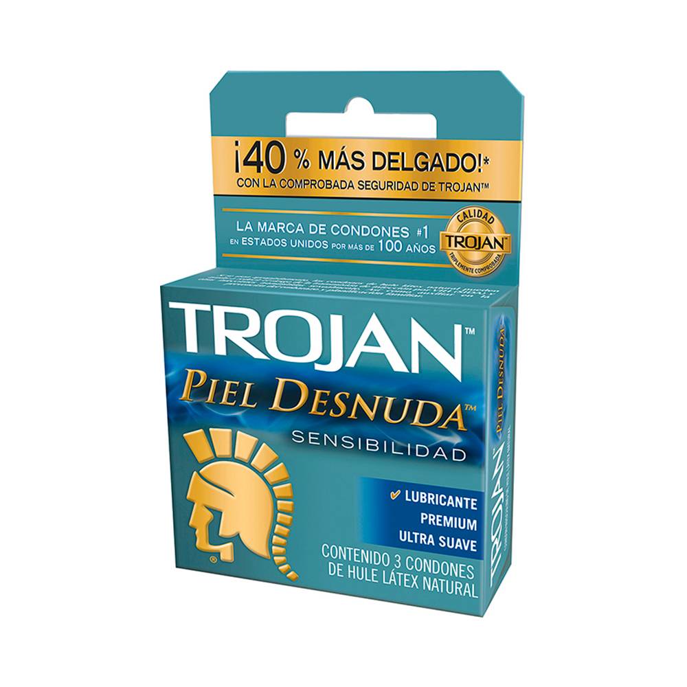 Trojan · Condones piel desnuda (3 un)