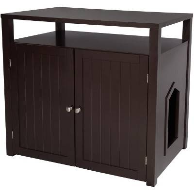 Arf Pets Large Cabinet Cat Litter Box Enclosure Furniture - Espresso