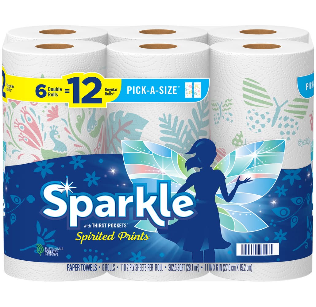 Sparkle Double Rolls Spirited Prints Paper Towels (3.3 lbs)