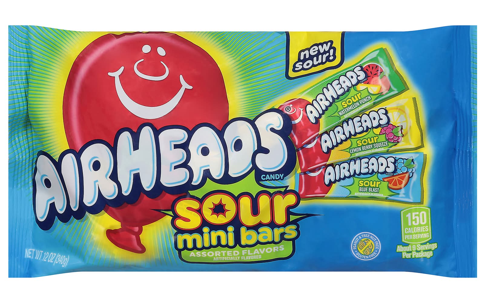 Airheads Mini Sours Candy Bars Varity Bag, Assorted Flavors (12 oz)