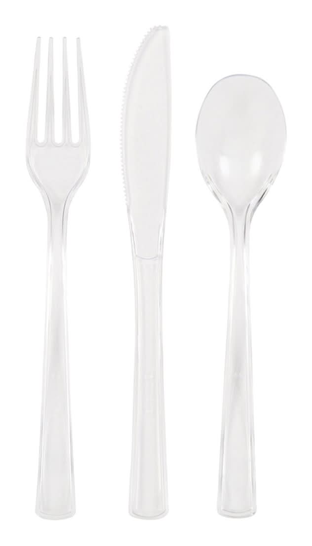 321 Party! Clear Assorted Plastic Silverware Set 24 Pc