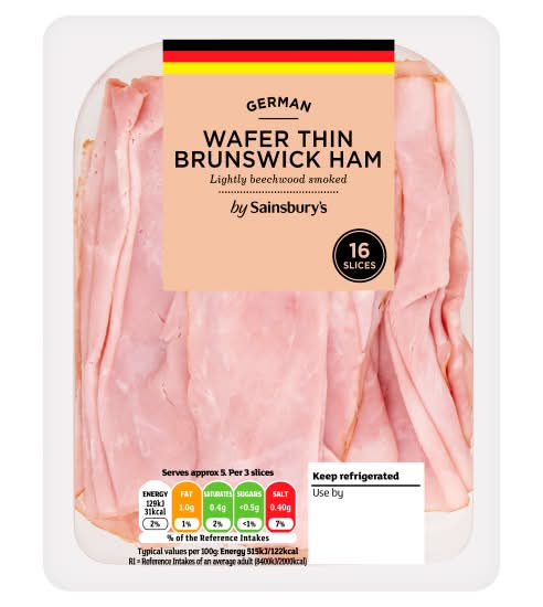 Sainsbury's German Wafer Thin Brunswick Ham (16 pack)