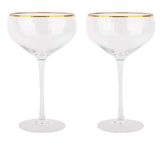 Celebrate It Coupe Glasses With Rim 11 oz, Clear-Gold (2 ct)