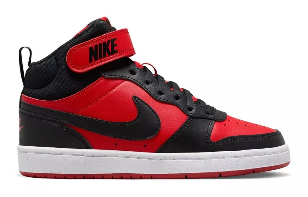 Nike Court Borough Mid Sneaker - Kids' (Black/Red Medium - 6.5 Youth)