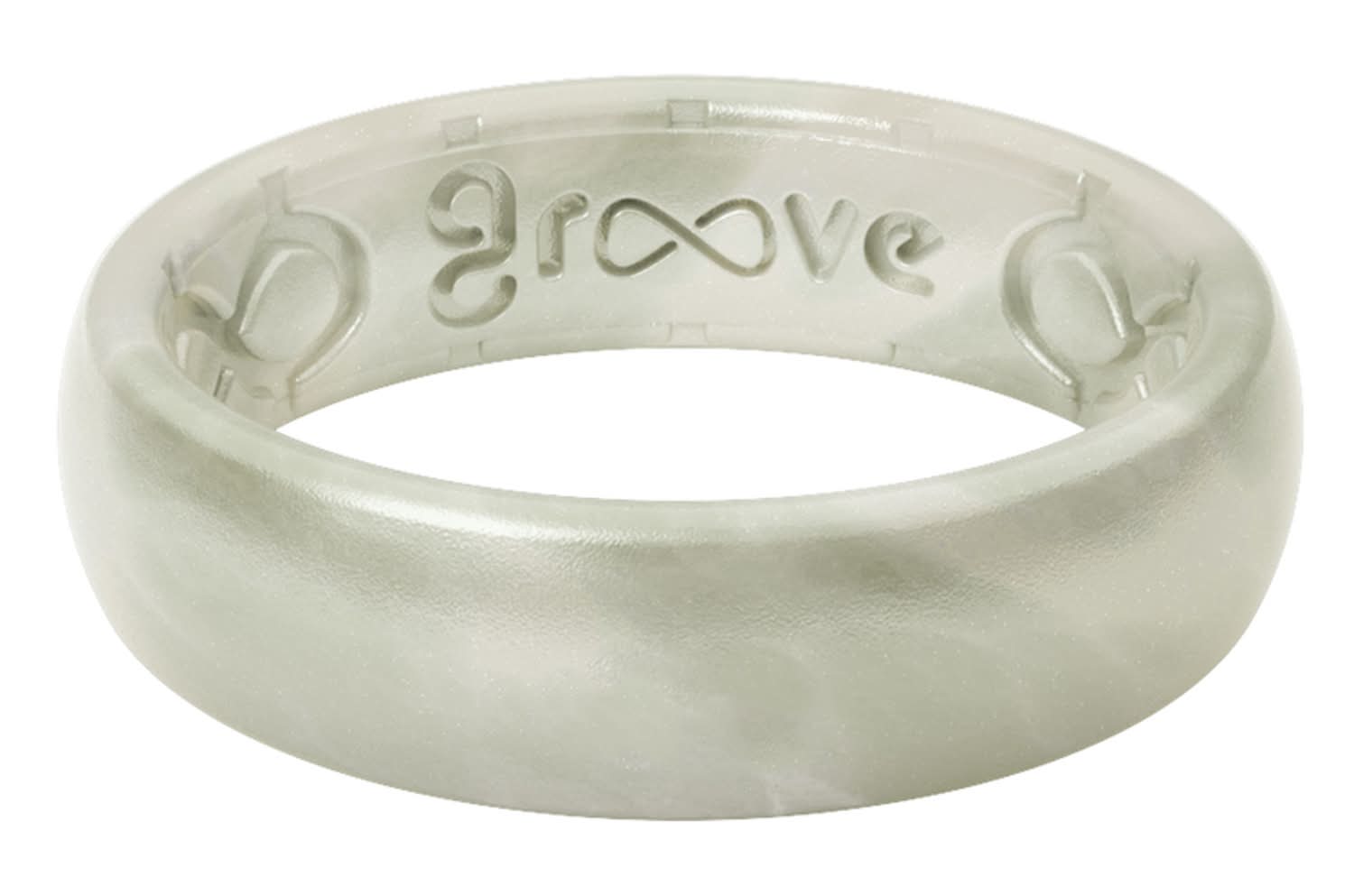 Groove Life Womens Thin Solid Pearl Round White Ring Silicone Water Resistant Size 6