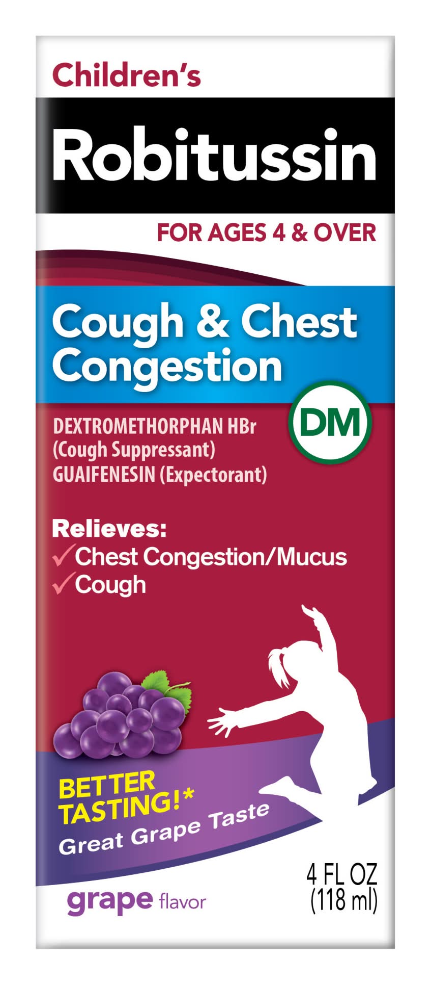 Robitussin Children's Cough Suppressant & Expectorant, Grape (4 fl oz)