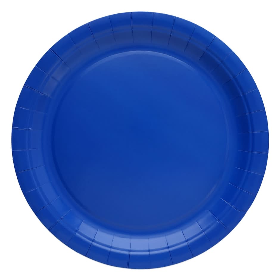 Round Paper Plates, 9 in, Royal Blue (24 ct)