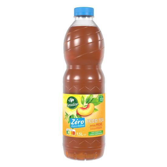 Carrefour Sensation - Boisson iced au thé zéro sucres, pêche (1,5L)