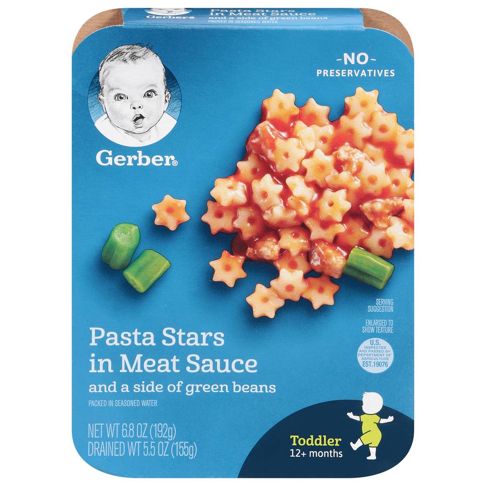 Gerber Pasta Stars in Meat Sauce Toddler 12+ Months Baby Food