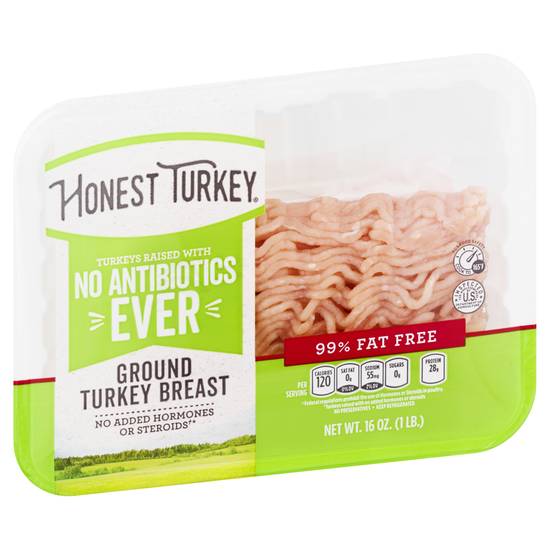 Honest Turkey No Antibiotics Ever Ground Turkey Breast (1 lb)