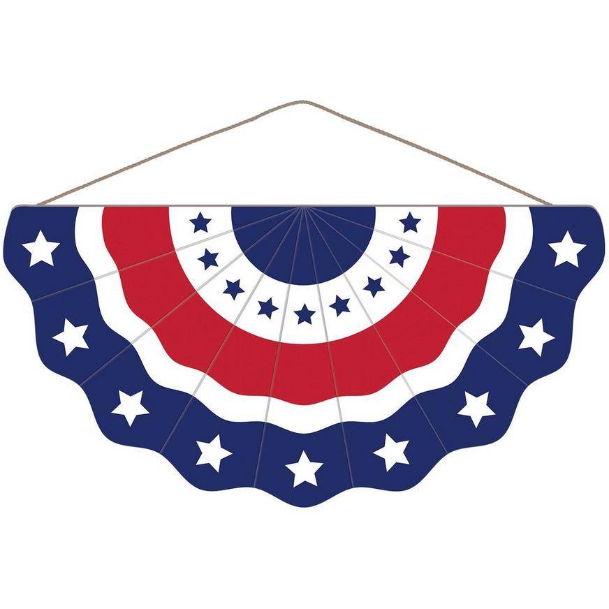 Patriotic Bunting MDF Sign, 36in x 18in