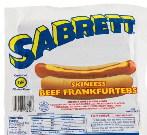 Sabrett- Marathon All Beef Franks - 8:1 (2 oz each) - 5 lbs (6 Units per Case)