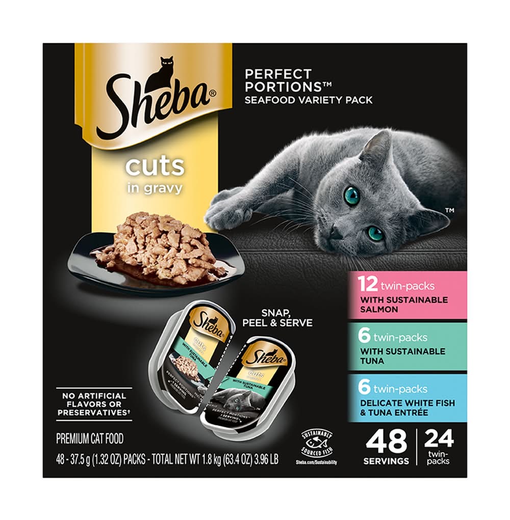 Sheba® Perfect Portions Adult Wet Cat Food - Cuts in Gravy, Variety Pack, 24 CT, 63.4 OZ (Flavor: Variety Pack, Color: Assorted)