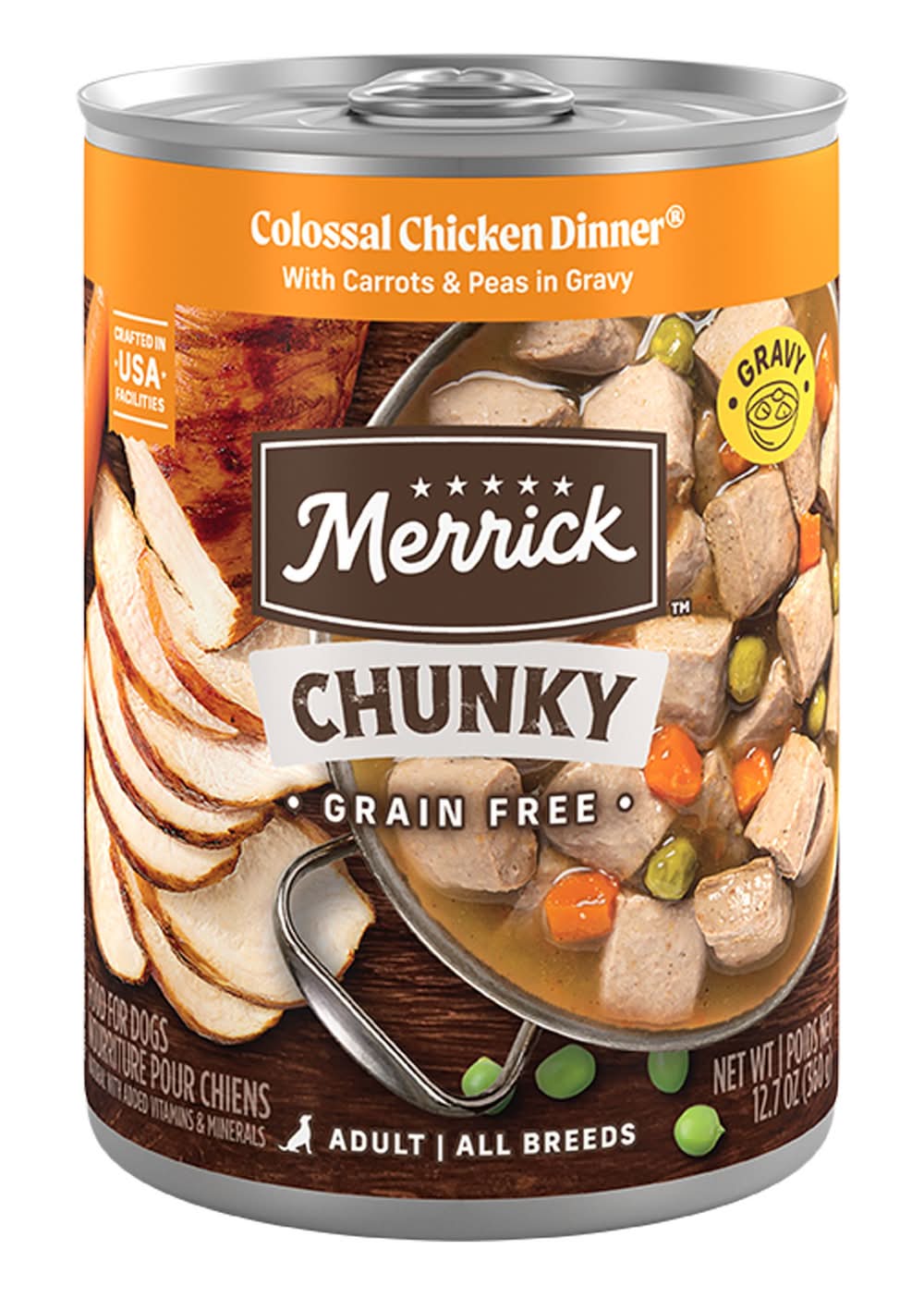 Merrick® Grain Free Chunky Premium Adult Wet Dog Food  - Natural, 12.7 oz (Flavor: Colossal Chicken)