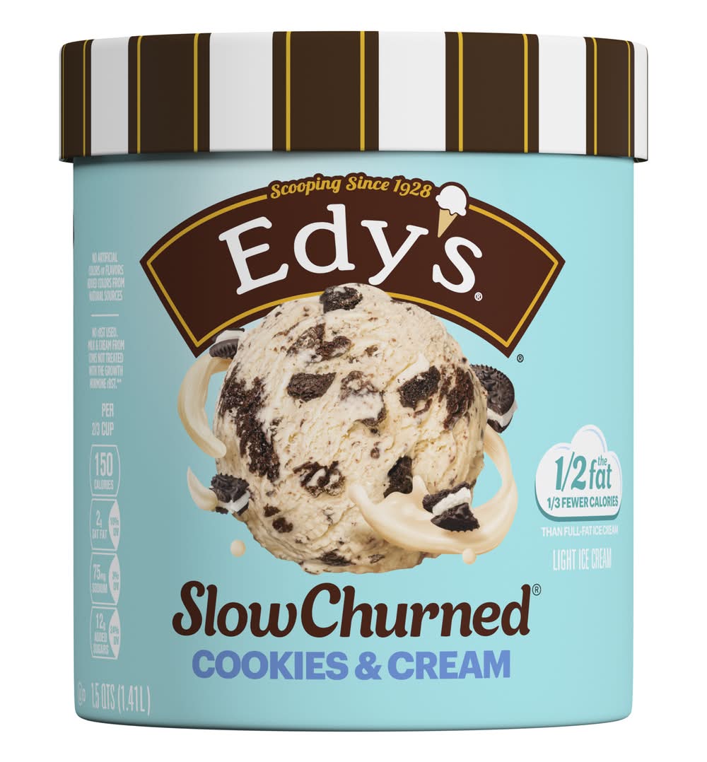Edy's Slow Churned Ice Cream, Cookies & Cream (1.5 qt)