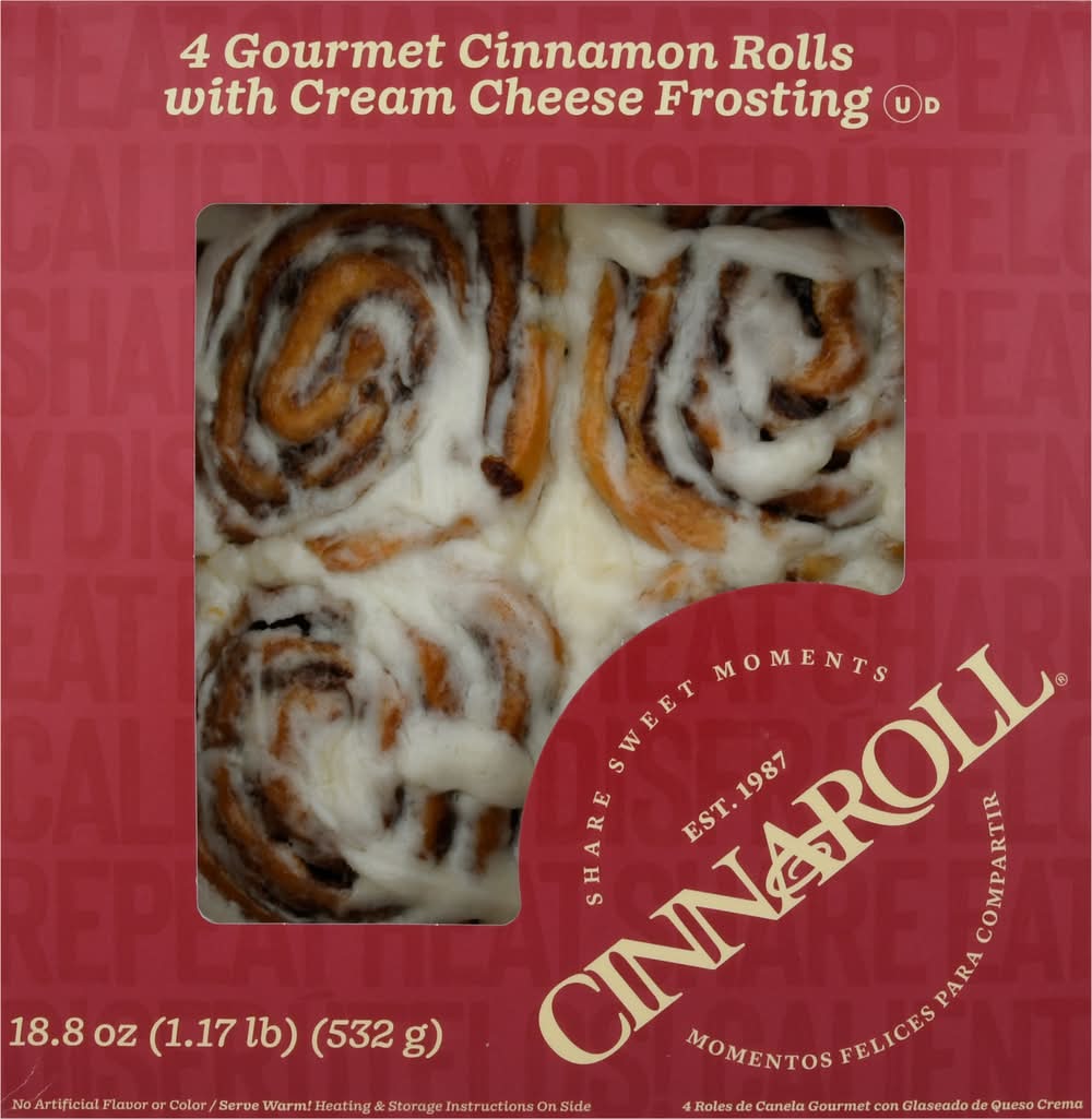 Cinnaroll Gourmet Cinnamon Rolls (18.8 oz, 4 ct)