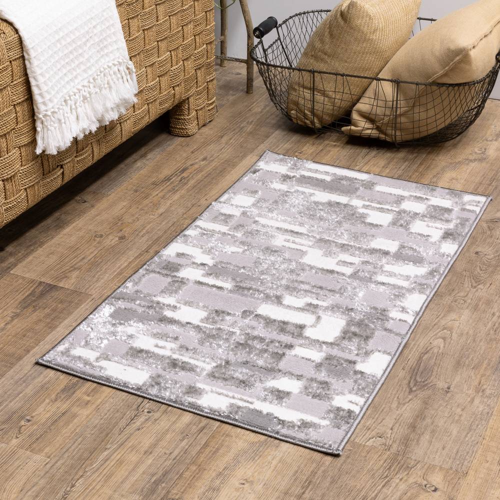 Style Selections Wispy Moon 2 X 3 (ft) Gray Indoor Geometric Industrial Throw Rug | DDU23C2L