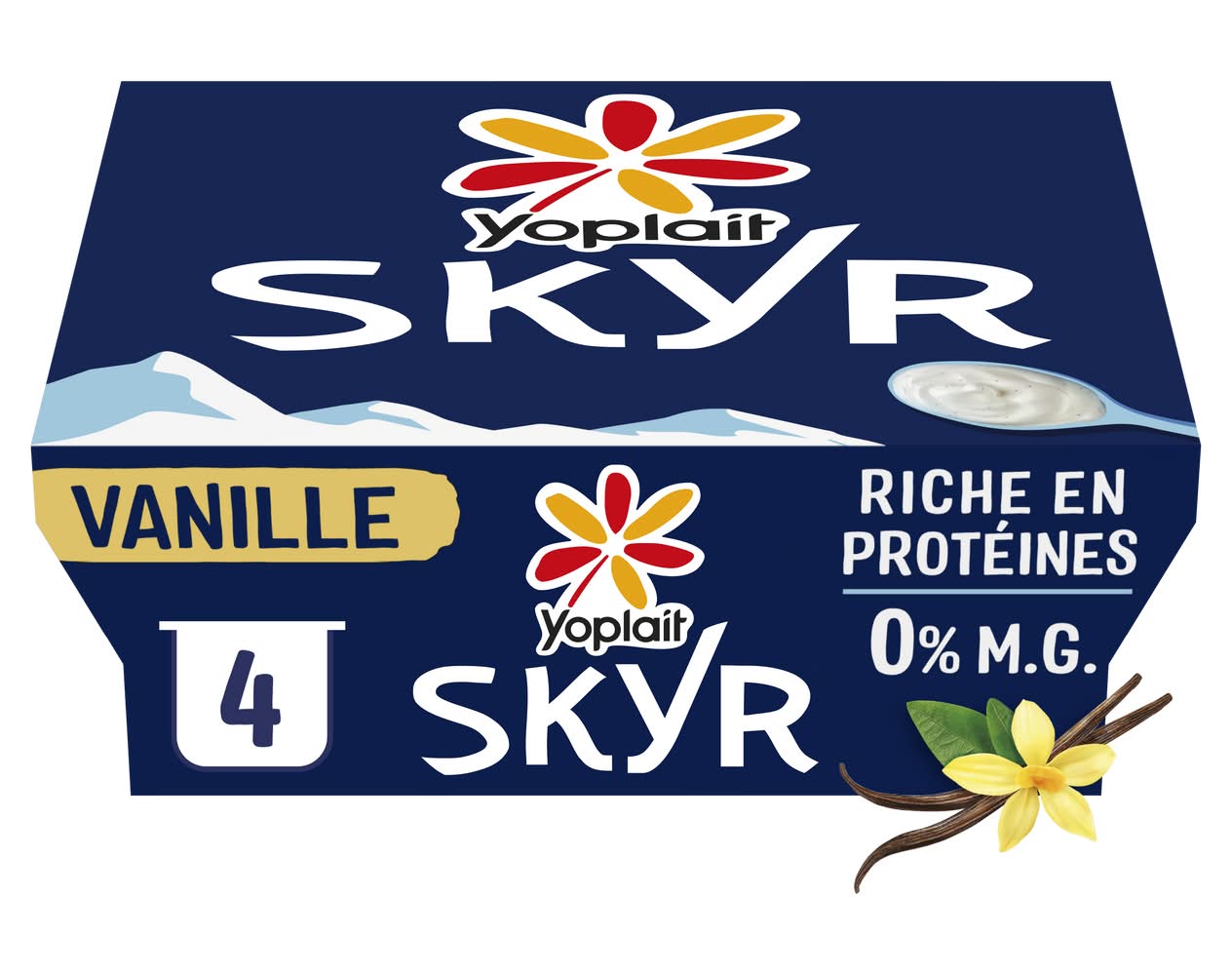 Yoplait - Yaourt aromatisé 0% m.g. skyr, vanille (4 x 100g)