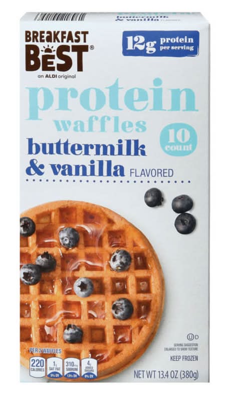 Breakfast Best Whole Wheat Protein Waffles, Buttermilk & Vanilla (13.4 oz, 10 ct)