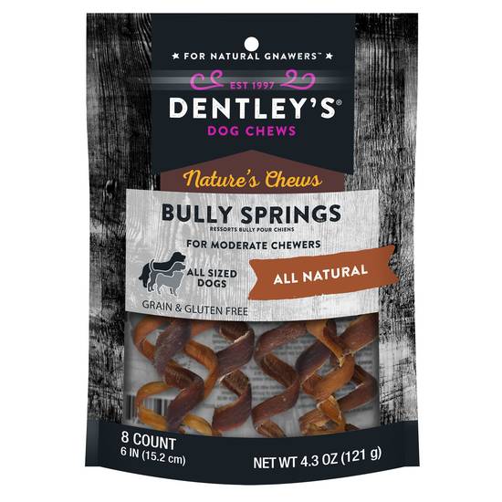 Dentley's All Natural Bully Spring For Dog Chews (6")