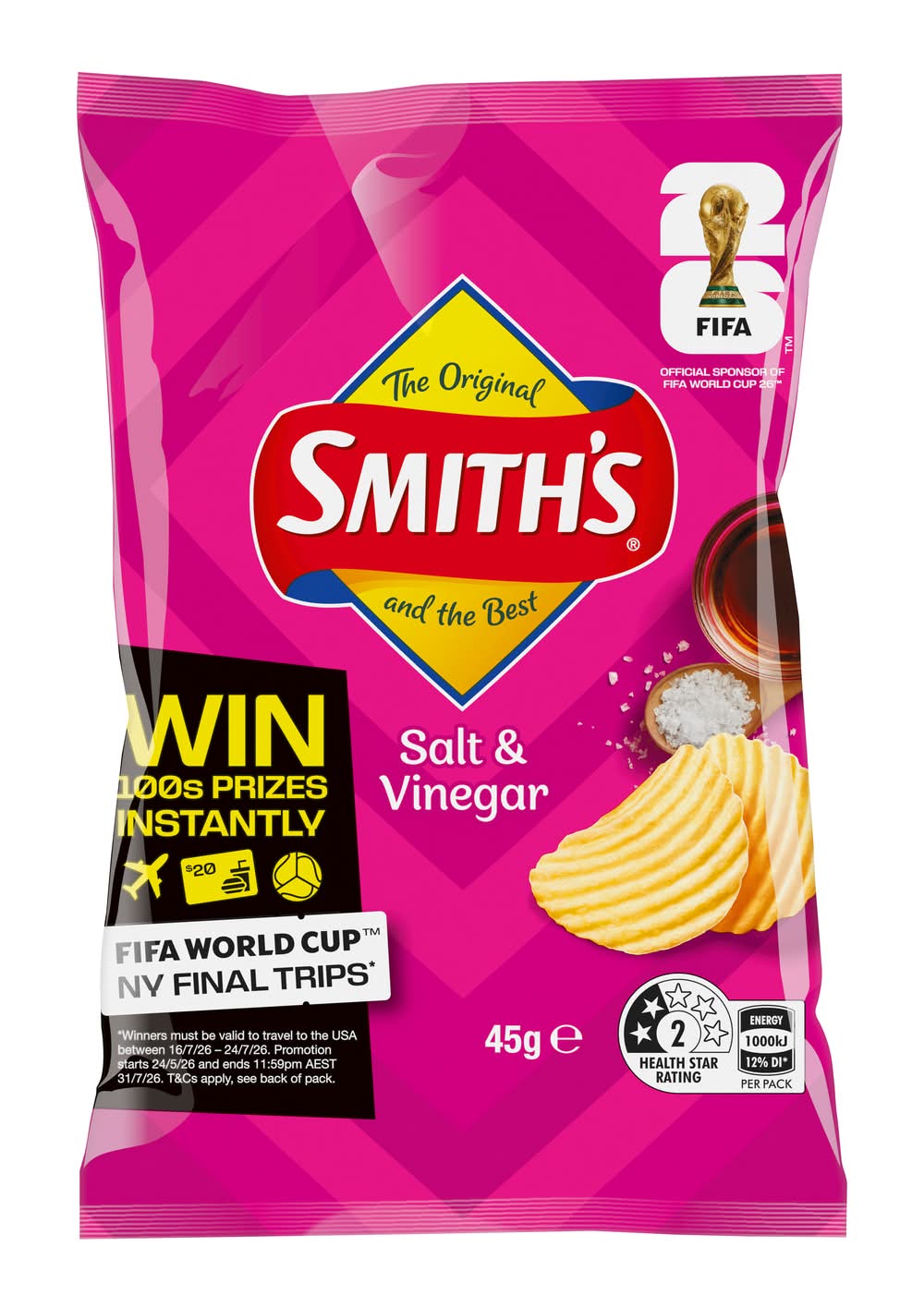 Smith's Crinkle Cut Potato Chips, Salt & Vinegar (45g)
