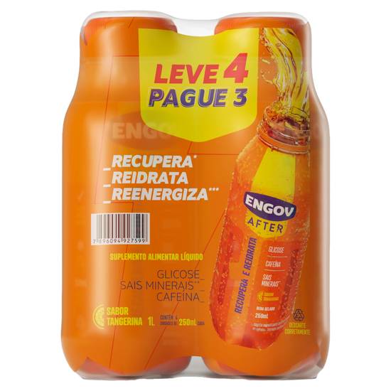 Engov pack de suplemento alimentar líquido sabor tangerina recupera e reidrata after (4 un)