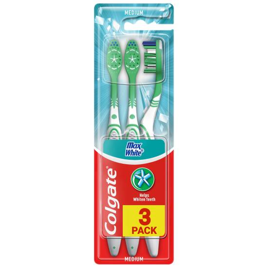 Colgate Medium, Max White Toothbrush (3 pack)