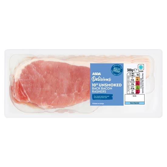 ASDA Delicious Unsmoked Back Bacon Rashers (300g)