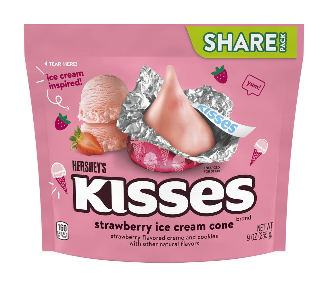 Hershey's Kisses Ice Cream Candy Cone, Strawberry (9 oz)