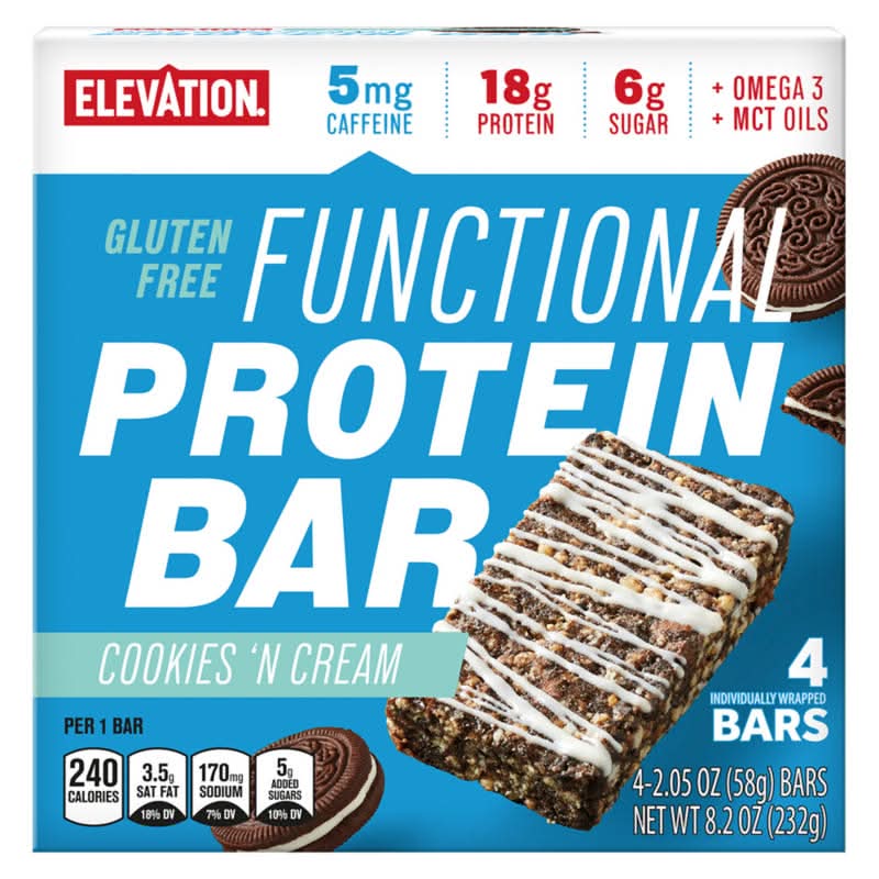 Elevation Functional Protein Bar, Cookies 'N Cream (4 x 2.05 oz)