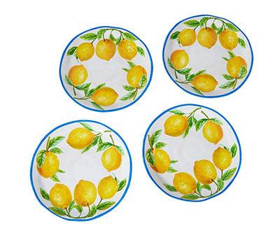 Capri Lemon Melamine Dinner Plates, 4-Pack