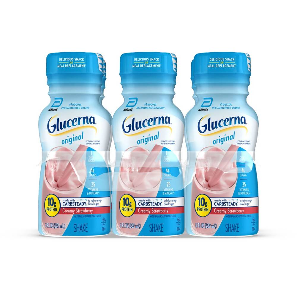 Glucerna Carbsteady Original Shake, Creamy Strawberry (6 x 8 fl oz)