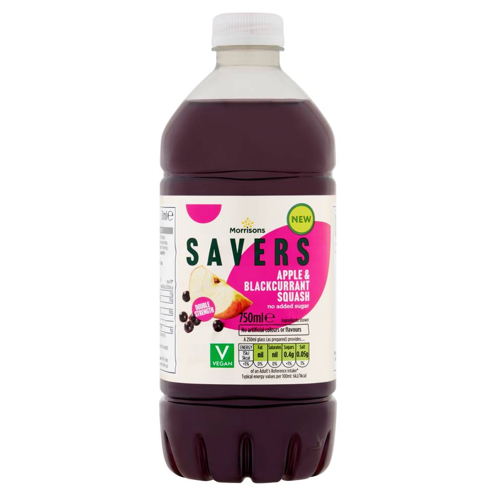 Morrisons Apple & Blackcurrant, Savers Squash (750ml)