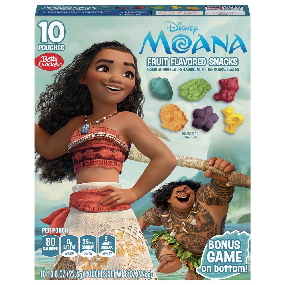 Betty Crocker Disney Moana Fruit Flavored Snacks, Assorted (0.8 oz, 10 ct)