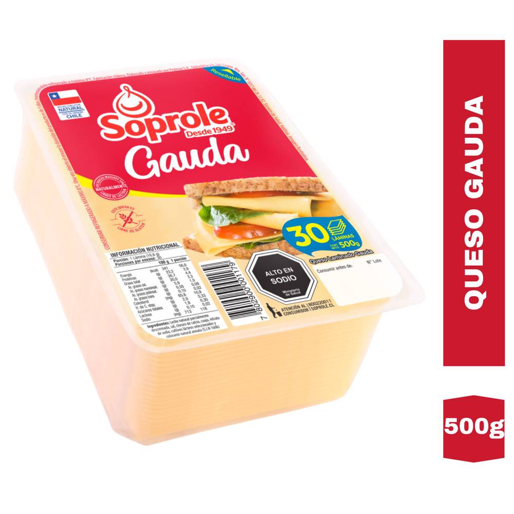 Soprole · Queso gauda laminado (500 g)