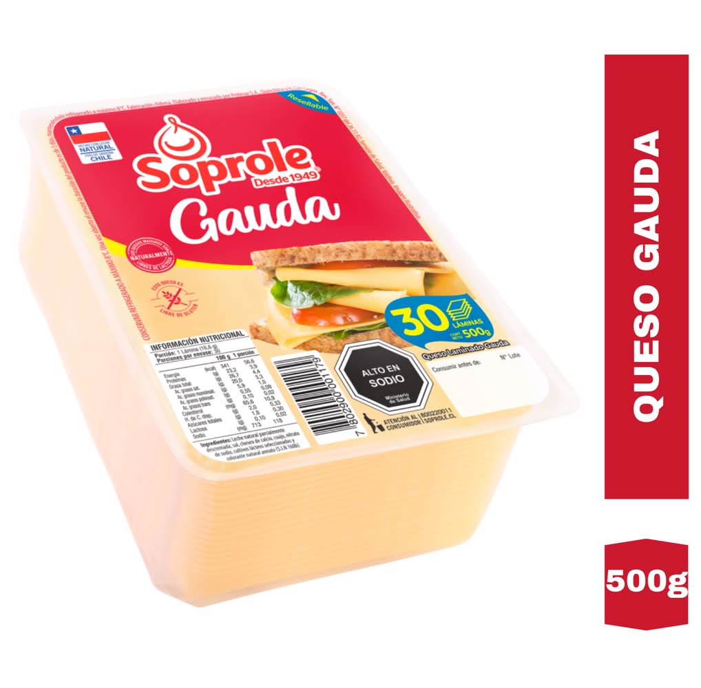 Soprole · Queso laminado gauda (30 un)