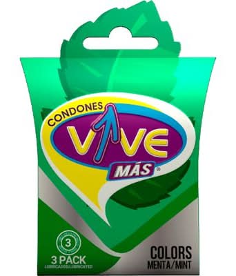 Preservativos Vive Colors De Menta 3 Un