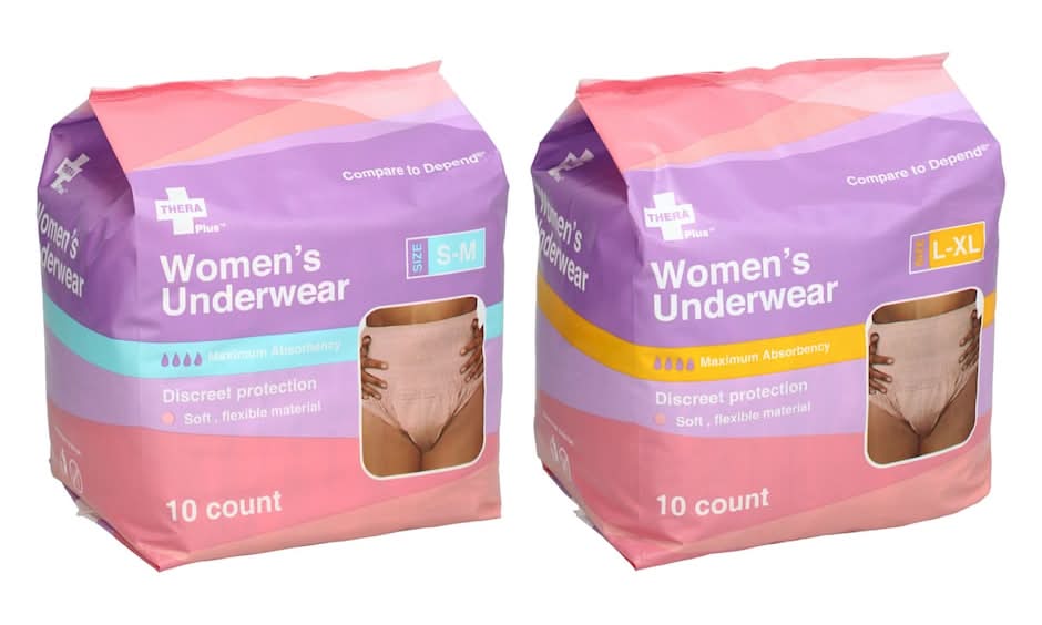 Thera Plus Women's Underwear, S-M/L-XL (2 x 10 ct)