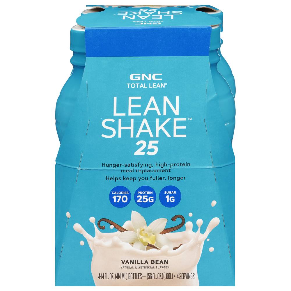 GNC Total Lean Bean Lean Shake 25, Vanilla (4 x 14 fl oz)