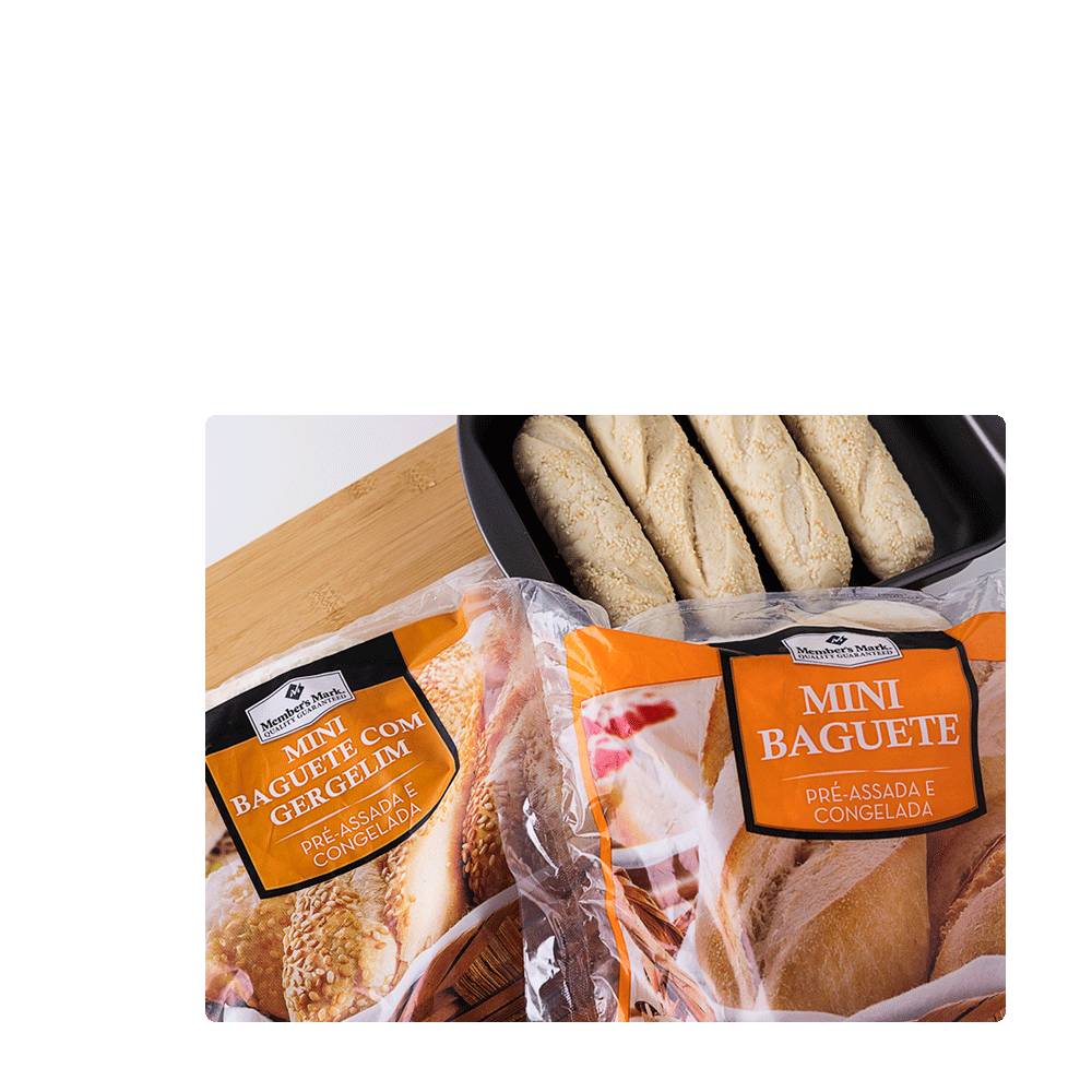 Member's mark mini baguete com gergelim pré assada e congelada (940g)