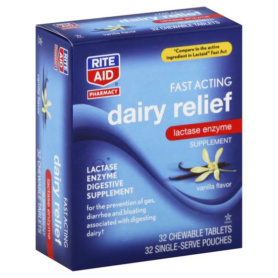 Rite Aid Dairy Relief Fast Acting Lactase Enzyme Chewable Tablets (vanilla)