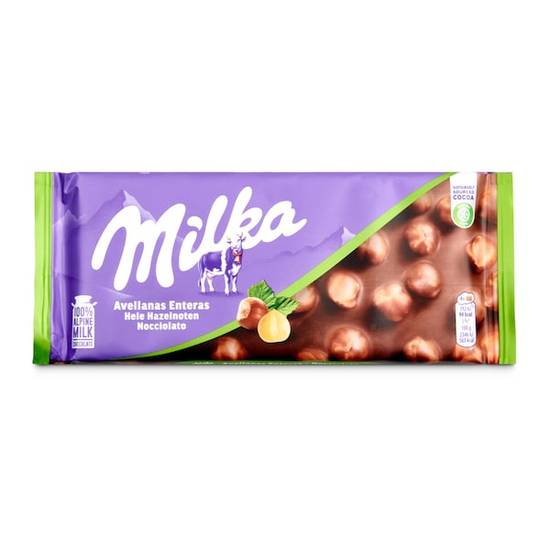 Chocolate con leche y avellanas enteras Milka 100 g