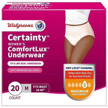 Walgreens Comfortlux Adult Incontinence Underwear For Women, Maximum Absorbency Medium