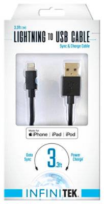 Lightning To Usb Sync & Charge Cable Black (ea)