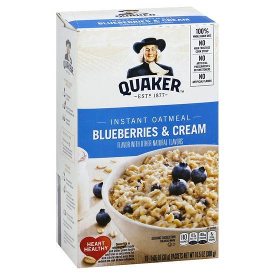 Quaker Blueberries & Cream Instant Oatmeal (10.5 oz)