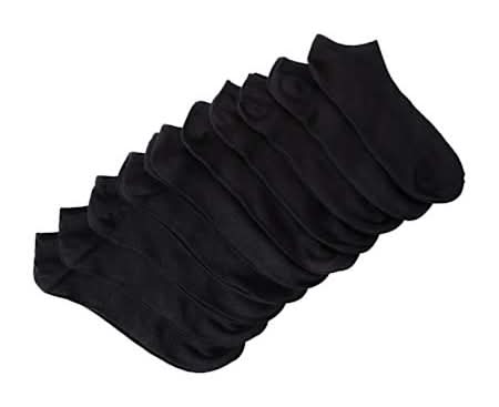 Young Mens Low Cut Socks 10-Pairs Black